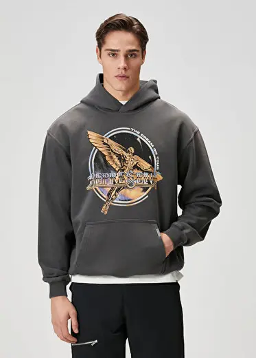 Gri Kapüşonlu Sweatshirt