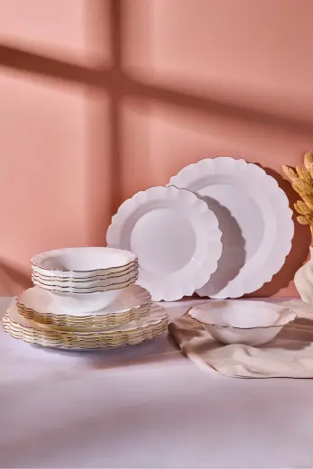 Perotti Sunflower Opal 18 Parça 6 Kişilik Yemek Takımı Beyaz