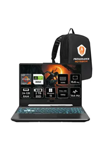 Tuf A15 R7-7445HS 24GB 2TB SSD RTX3050/4GB 144Hz FHD 15.6" W11H Gaming Laptop & PER4 ÇANTA