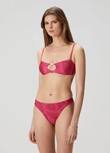 Candice Darla Fuşya Desenli Bikini Üstü