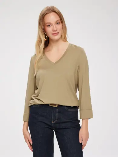 V Yaka Truvakar Kol T-Shirt W27TSH007