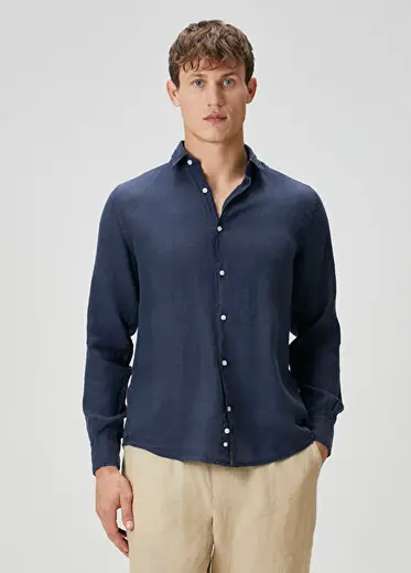 Camicia Indigo Keten Gömlek