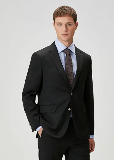 Drop 7 Siyah Yün Blazer Ceket