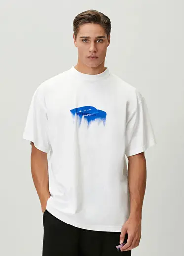 Beyaz Logo Nakışlı T-shirt