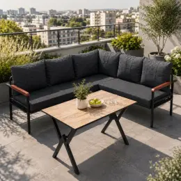 Garaj Home Mercan Bahçe Balkon Masalı L Köşe Takımı Antrasit 3