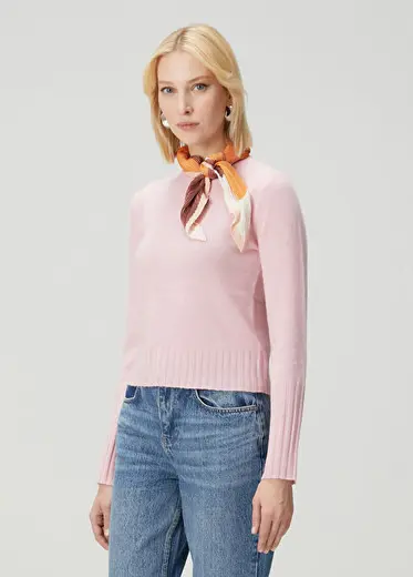 Shrunken Pembe Kaşmir Triko