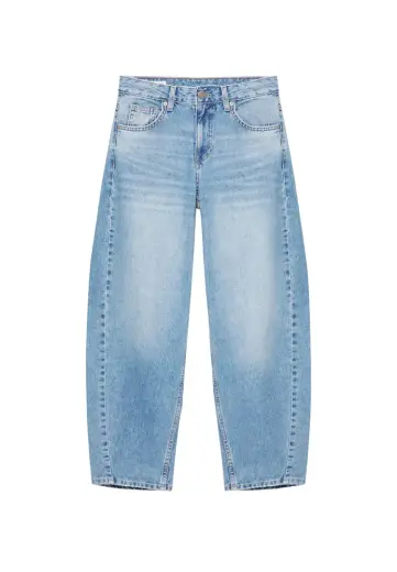 Düşük bel barrel jean Orta mavi
