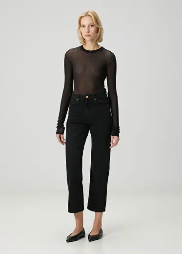 Curved Siyah Jean Pantolon