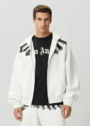 Kırık Beyaz Kapüşonlu Sweatshirt