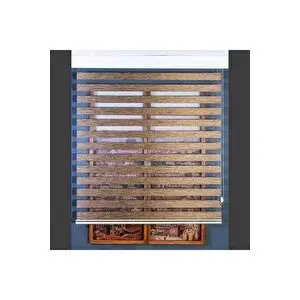 Kidmex Ithal Bambu Kahverengi Bambu Stor Zebra Perde Etek Dilimsiz 140x200 cm