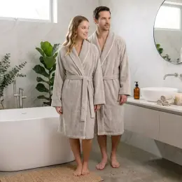 Solıd Bambu Unısex Bornoz Kum Taşı 7