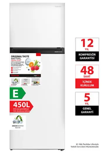 Orjinal Tazelik ve Koku Önleme 450 Litre No-Frost Buzdolabı Beyaz GR-RT624WE-PMT(01)