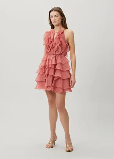 Cleo Pembe Mini Kokteyl Elbise