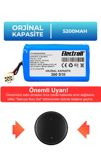 360 S10 Vacuum Mop Cleaner Uyumlu Batarya 5200mah