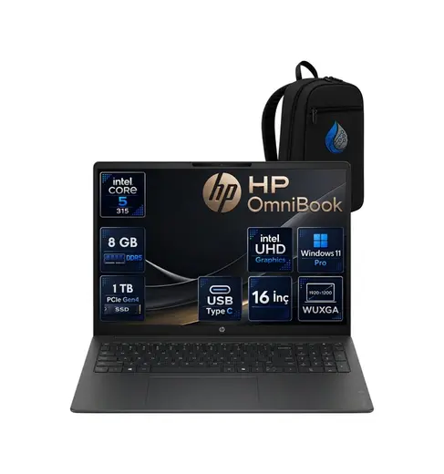 HP Omnibook DX9T1EARNP02 Core 5 315 8 GB 1 TB SSD Intel UHD Graphics 16'' Wuxga W11P Dizüstü Bilgisayar