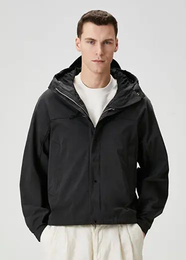 Shannon Siyah Kapüşonlu Anorak Mont