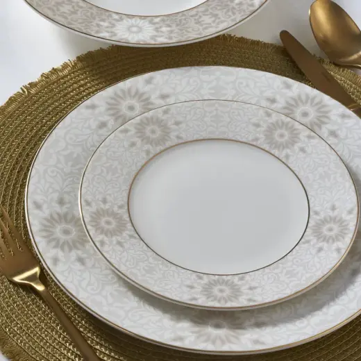Güral Porselen 6132 85 Parça 12 Kişilik Modern Yuvarlak Bone Porselen Yemek Takımı