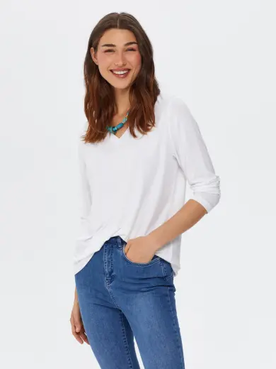 V Yaka Uzun Kol T-Shirt B00012
