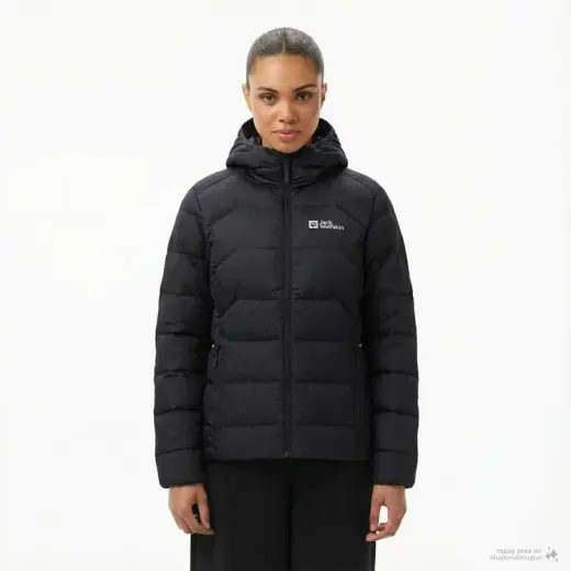 Jack Wolfskin Ather Down Hoody Rds Kadın Siyah Outdoor Sweatshirt
