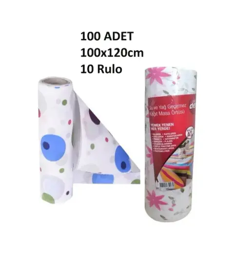 Kapris 100x120 Kullan At Masa Örtüsü 12 Metre 100 Adet 10 Rulo Ekonomik Set Çok Renkli