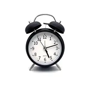 Valkyrie 16cm Büyük Boy Akar Saniyeli Alarm Çalar Saat - Nostaljik Masa Saati Siyah
