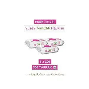 Sleepy Turco Doğadan Pratik Yüzey Temizlik Havlusu Lotus 3x100 Yaprak(300 Yaprak)
