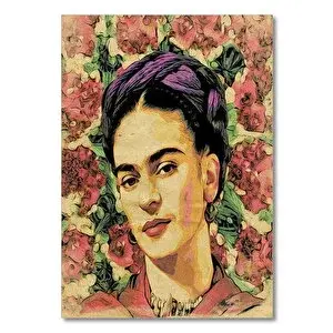 Cakatablo Ahşap Tablo Frida Kahlo Çiçek Desenli 35x50 cm