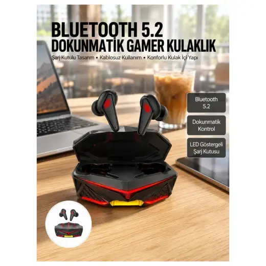 Aslanoğlu Store Mey Ithalat® Dokunmatik Kontrol Tws Işıklı Kulakiçi Bluetooth Kulaklık Kablosuz Kulaklığı Yeni Nes