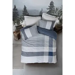 Cotton Box Nordek Ranforce Çift Kişilik Lastikli Çarşaflı Nevresim Takımı Liva Gri