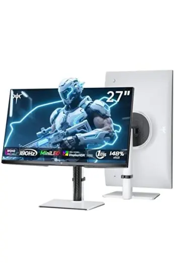 Oyun Monitörü 27 İnç | Mini Led | 2K@180Hz QHD 2560x1440P | VESA ekran HDR1400 | 1 ms tepki süresi | Uyarlanabilir Senkronizasyon | %148 sRGB | HDMIx2, DPx1 | Dikey ve duvara montaj | Beyaz M27T6
