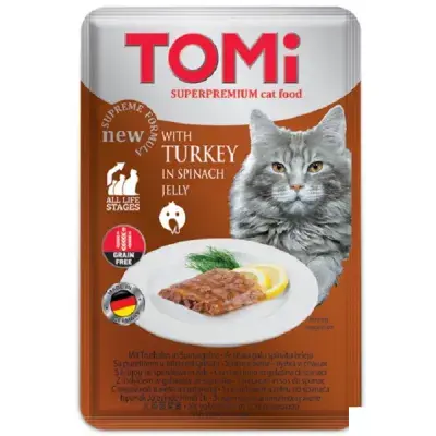 Tomi Pate Hindili ve Ispanaklı Yetişkin Kedi Konservesi 100gr