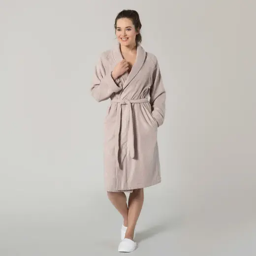 Solıd Bambu Unısex Bornoz Bej