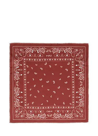 Bordo Şal Desenli İpek Eşarp