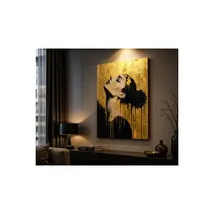 Mgi Design Altın Siyah Kadın Portre Kanvas Tablo – Modern Lüks Duvar Dekoru, Soyut Sanat Premium Salon Tablosu 1 | Modern Duvar Dekoru | Salon, Yatak Odası Ve Ofis İçin | Sanatsal Ev Dekorasyonu 50x70 cm