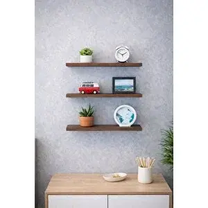 Mobilyacın Barok Uçan Duvar Rafı 3lü Set Gizli Raf 15cm X 30cm Barok