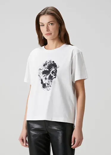 Beyaz Baskılı T-shirt