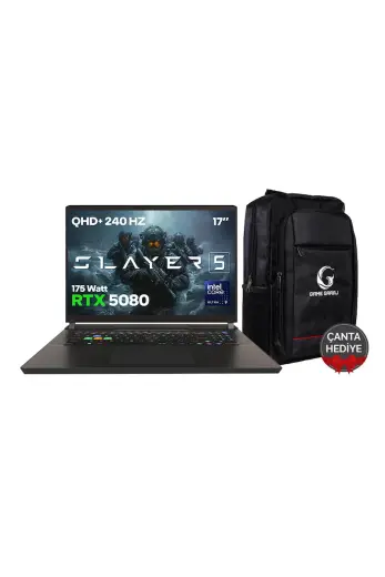 Game Garaj Slayer5 9XL-5080 C3 Intel Ultra 9 275HX 64 GB RAM 2 TB SSD RTX5080 17" QHD+ IPS 240Hz FreeDOS Gaming Laptop