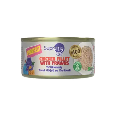 Supreme Cat Purrfect Tiftiklenmiş Tavuk Göğsü ve Karidesli Yetişkin Kedi Konservesi 70gr