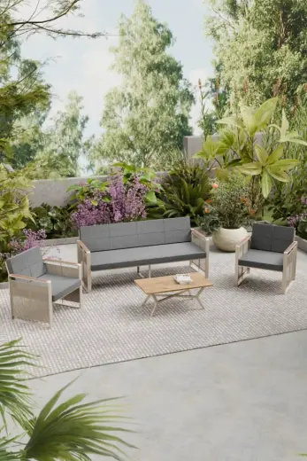 Upstyle Maris Bahçe Balkon Oturma Takımı Cappucino Gri