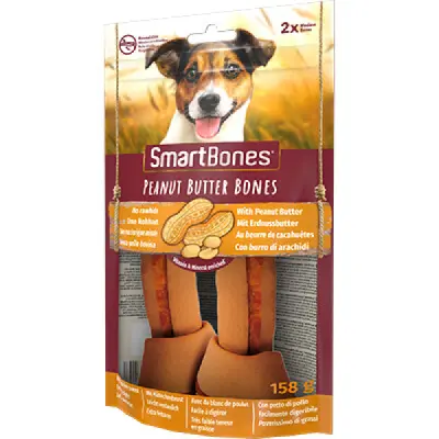SmartBones Orta Irk Köpekler İçin Yer Fıstıklı Düğümlü Kemik 158gr (2'li)