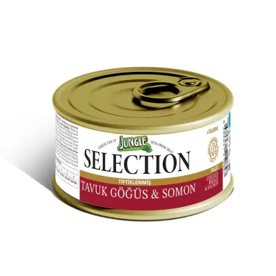 Jungle Selection Tiftiklenmiş Tavuk ve Somonlu Kedi Konservesi 70gr