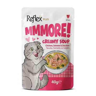 Reflex Plus MMMORE Tavuklu, Somonlu ve Kabaklı Kremalı Kedi Çorbası 40gr