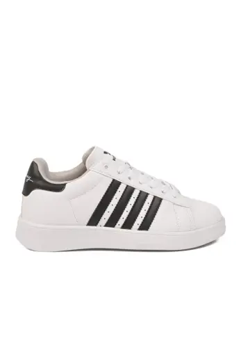 Beyaz Siyah Bağcıklı Unisex Spor Ayakkabı