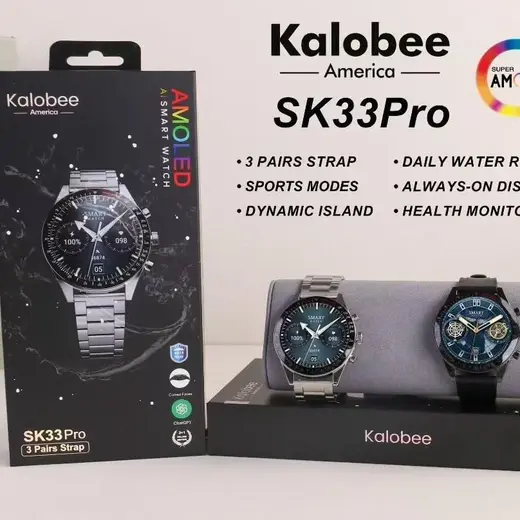 SK33 Pro AMOLED Akıllı Saat, Yuvarlak HD Ekran, Bluetooth Arama, Kalp Atış Takibi, Spor Modlu, IP68 Su Geçirmez