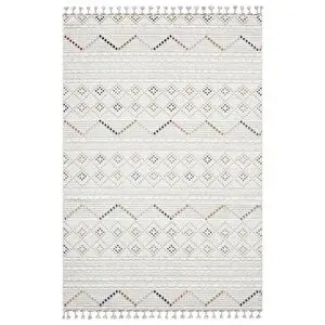 Karmen Halı Sümer Sm012a Krem Rengi Halı Renkli Kilim Desenli Dekoratif Modern Antialerjik Salon Halısı 80x300 cm