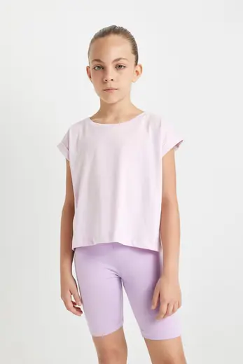 %100 Pamuk Boxy Fit Basic Tişört Kız Çocuk