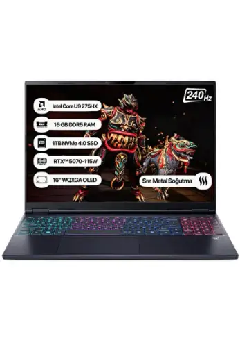 Predator Helios Neo 16S NH.QZFEY.002 Core Ultra 9 275HX 16 GB 1 TB SSD RTX5070-115W 16 OLED Bilgisayar
