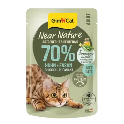 GimCat Near Nature Tavuklu ve Sülün Etli Ezme Yetişkin Kedi Konservesi 85gr