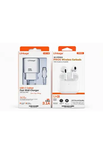 PRO5 Kablosuz Kulaklık + 18W Hızlı Şarj Aleti İkili Set – Bluetooth + Type-C Şarj
