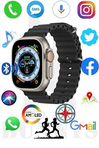 APPLE İPHONE 14 Plus Uyumlu Watch 8 Ultra 49MM Akıllı Saat HK8 PRO MAX AMOLED EKRAN